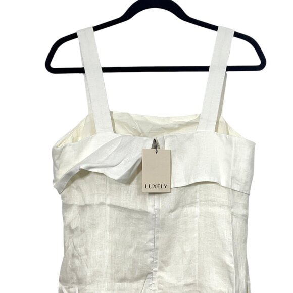 Luxely Norstroms Huxely Sleeveless Hi Lo Midi Dress Cloud Dancer WHite Size 10 - Picture 4 of 4